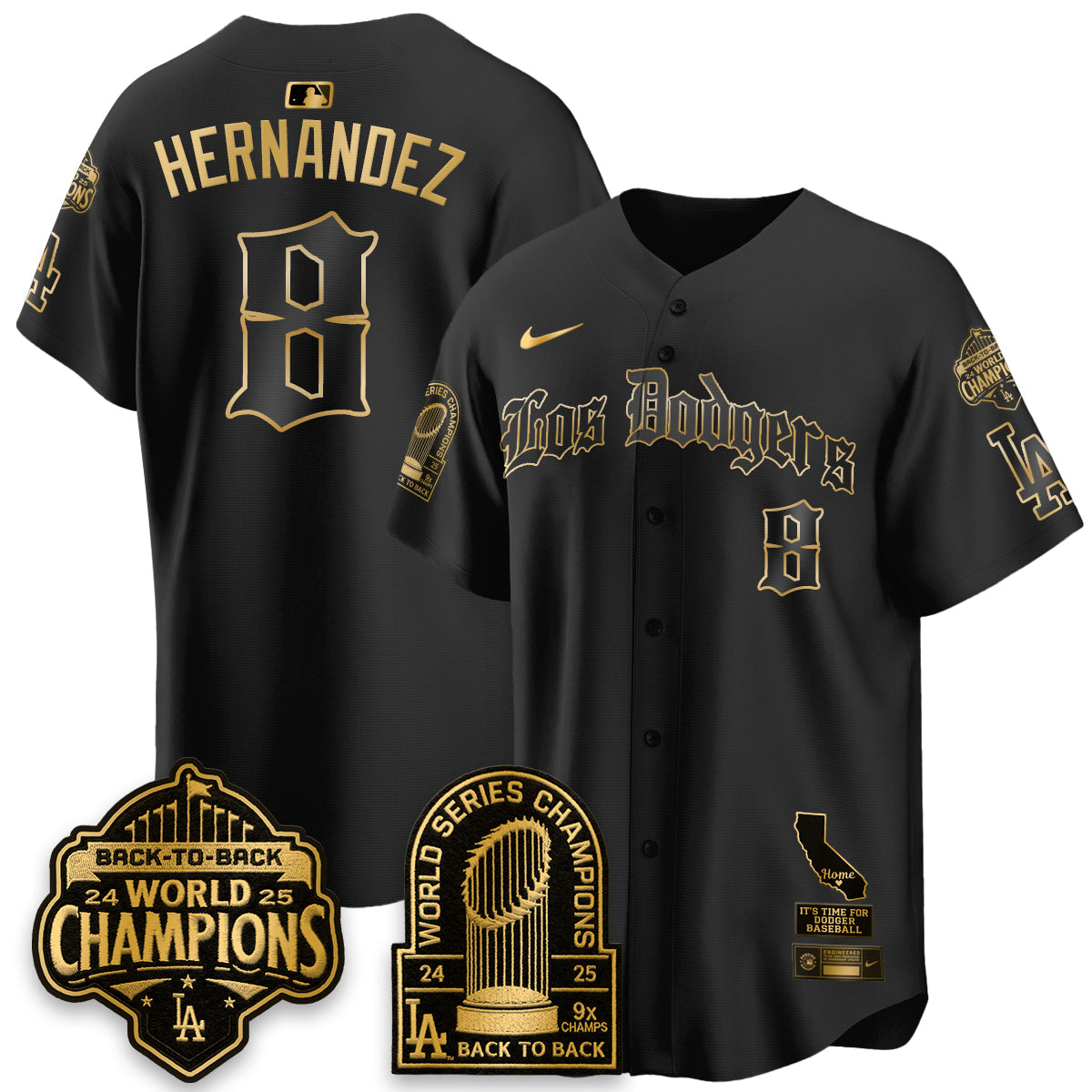 Los Angeles Dodgers World Series Champions Vapor Premier Limited Gothic Edition Jersey - All Stitched