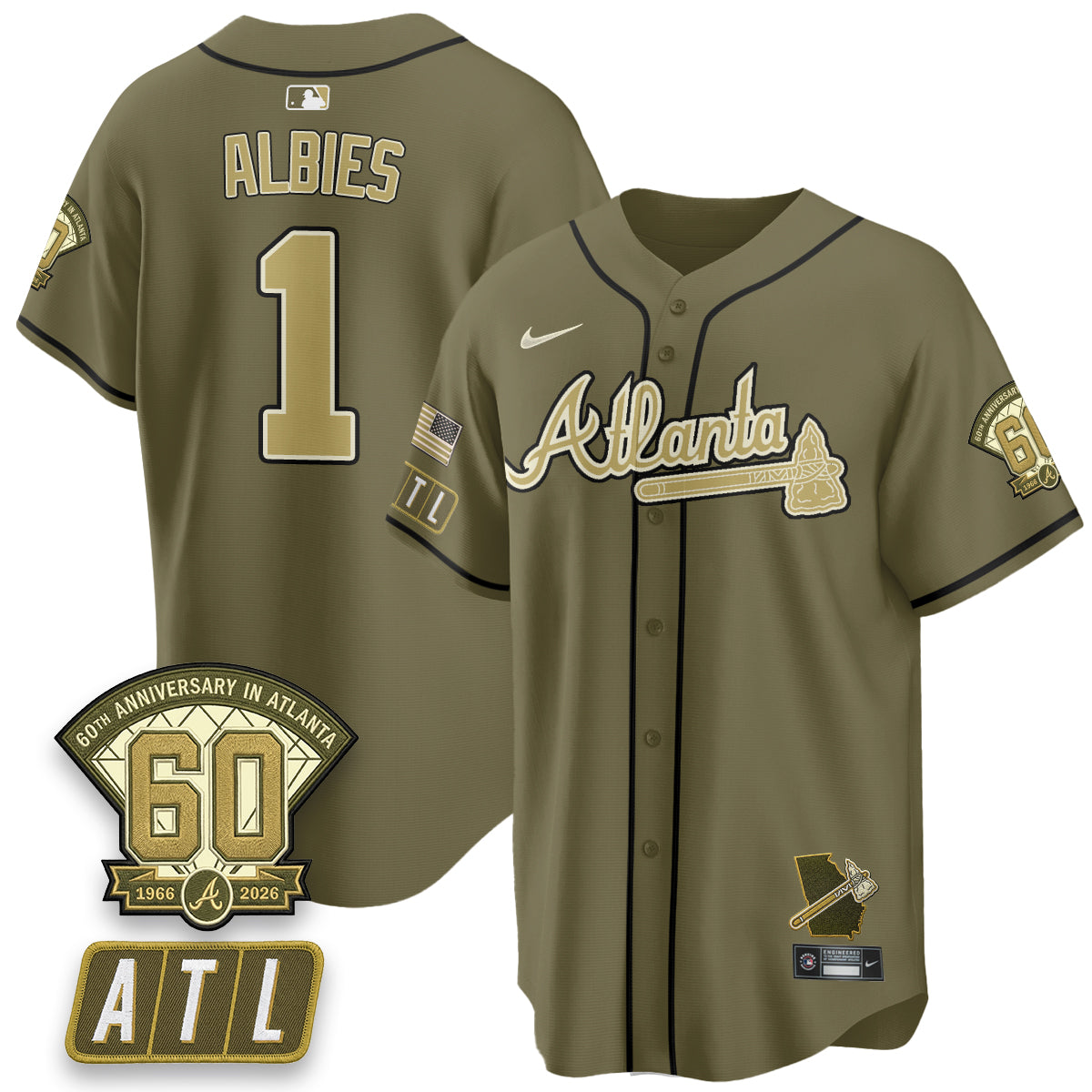 Atlanta Braves New Era Olive 2026 Armed Forces Day Vapor Limited Jersey - All Stitched