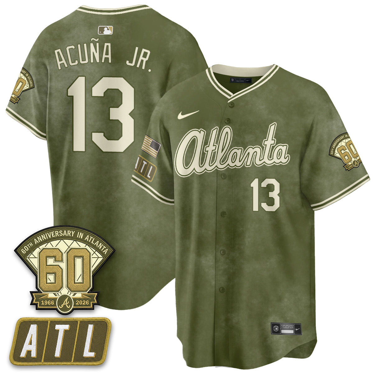 Atlanta Braves New Era Olive 2026 Armed Forces Day Vapor Limited Jersey - All Stitched