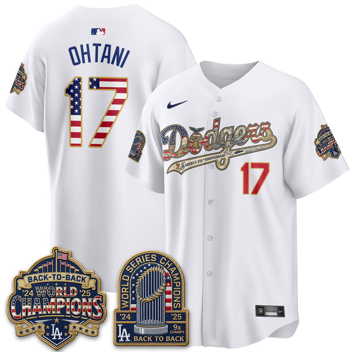 Los Angeles Dodgers America 250th Anniversary Limited Jersey - Stitched