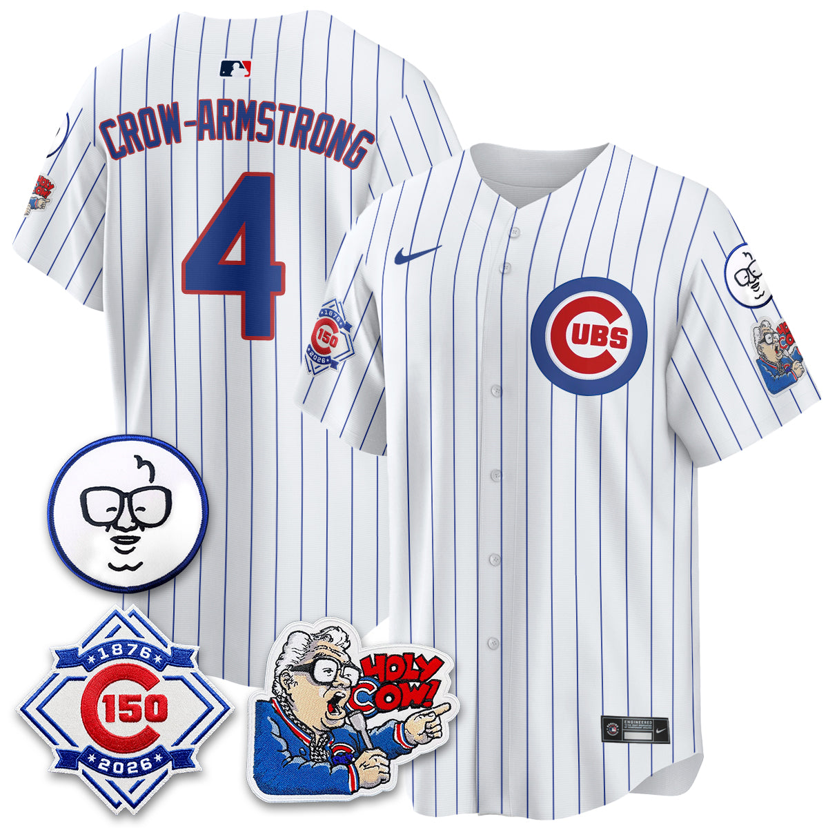Chicago Cubs 150th Anniversary Harry Caray Holy Cow Vapor Premier Limited Jersey - All Stitched V2