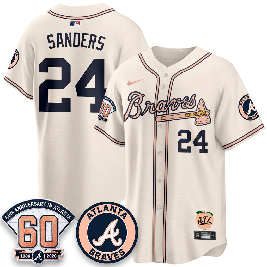 ATL 60th Anniversary Peach Edition Vapor Premier Limited Jersey - Stitched (28)