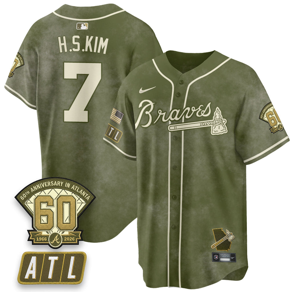 Atlanta Braves New Era Olive 2026 Armed Forces Day Vapor Limited Jersey - All Stitched