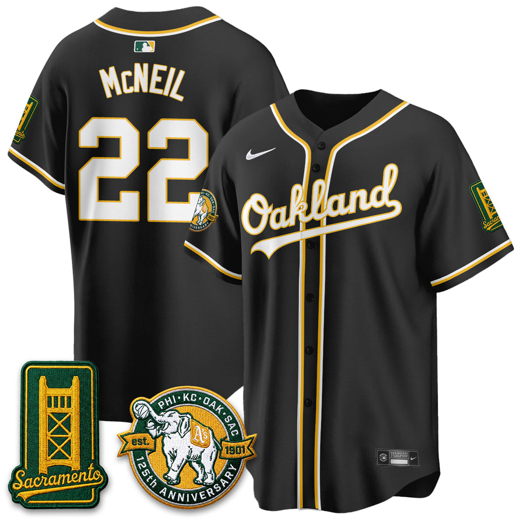 Oakland Athletics 2026 Black Out Style - Celebrating 125 Years -  Limited Vapor Jersey - All Stitched