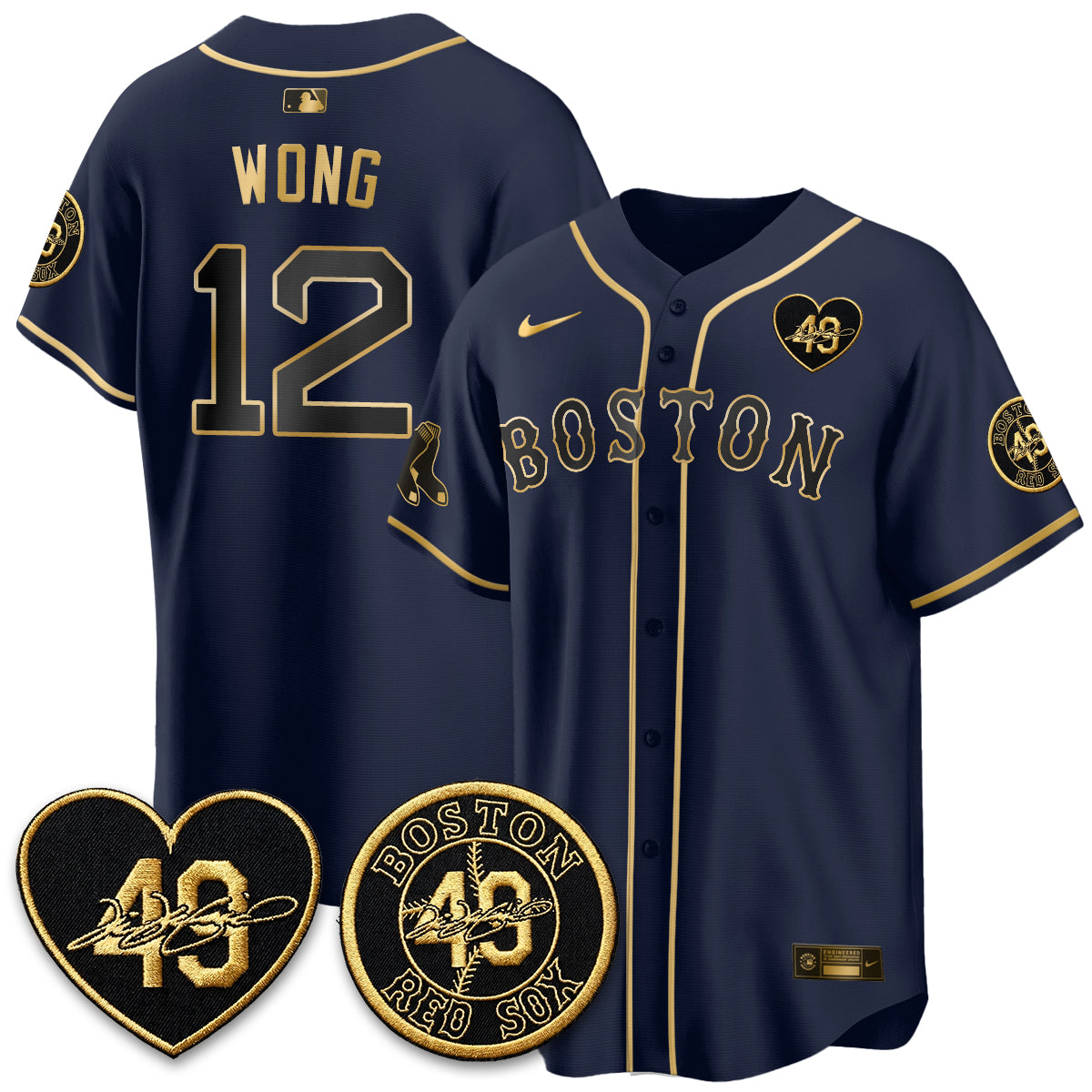 Boston Red Sox Tim Wakefield Memorial Patch Vaper Premier Limited Gold Edition Jersey - All Stitched
