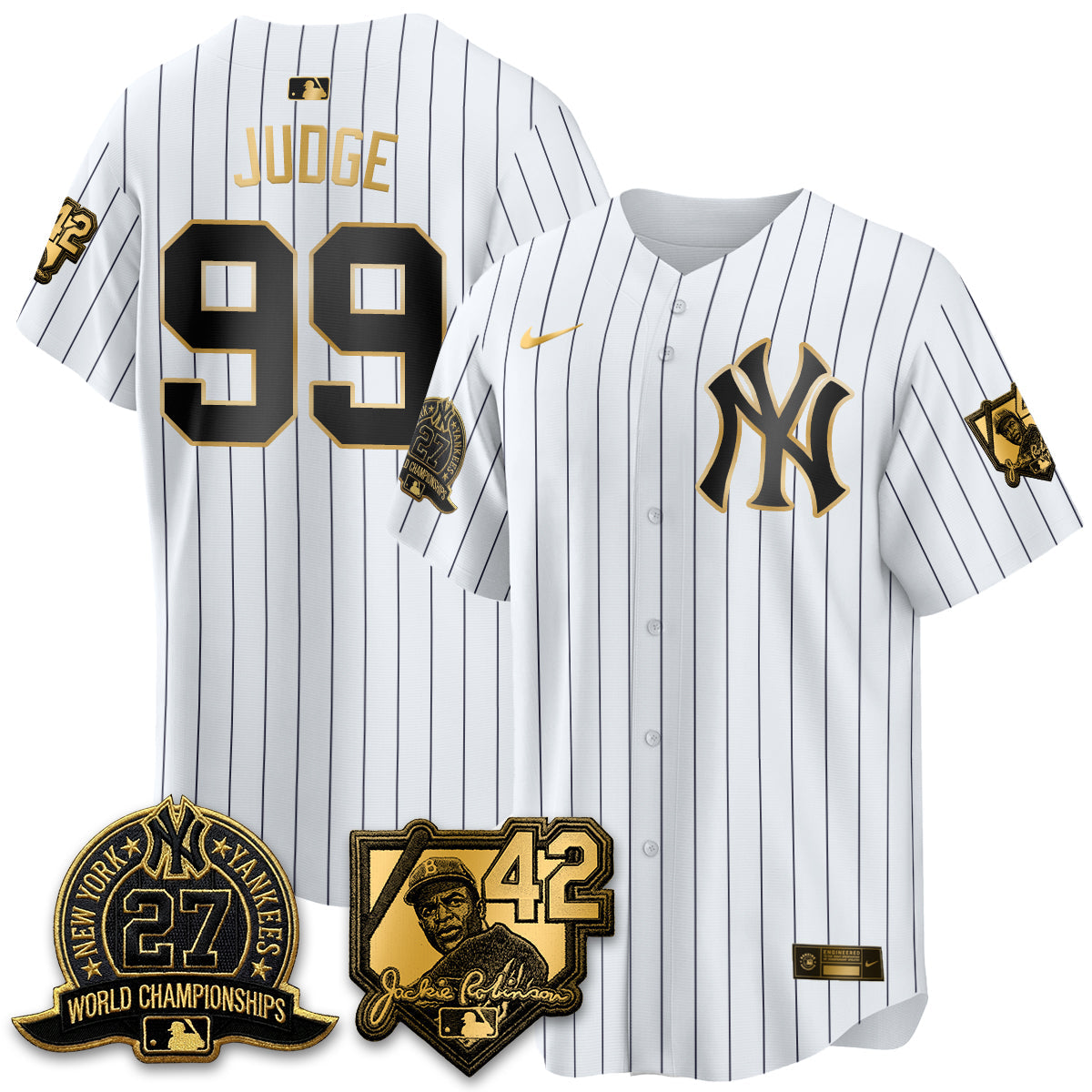 New York Yankees 2026 Jackie Robinson Day Vapor Limited Gold Edition Men Jersey - All Stitched