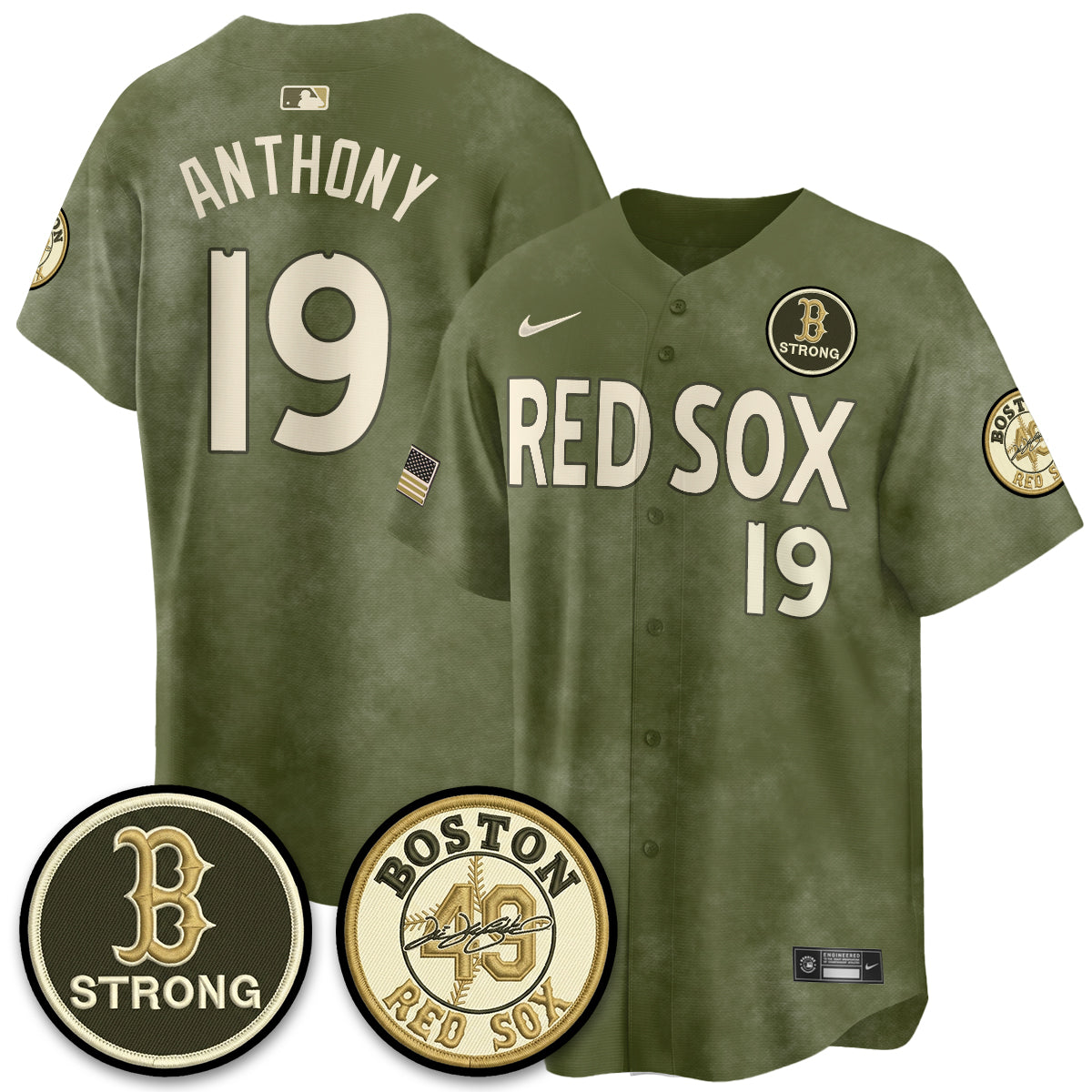 Boston Red Sox New Era Olive 2026 Armed Forces Day Jersey - All Stitched