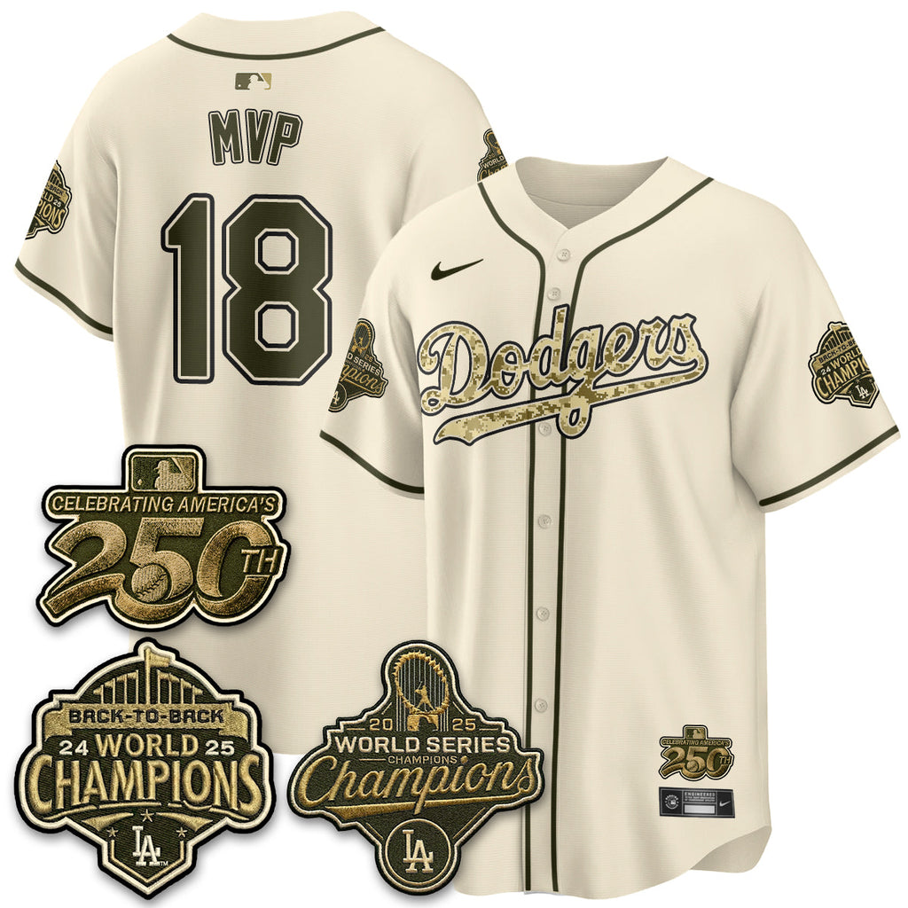 Los Angeles Dodgers Military Appreciation Game Day Jersey -All Stitched