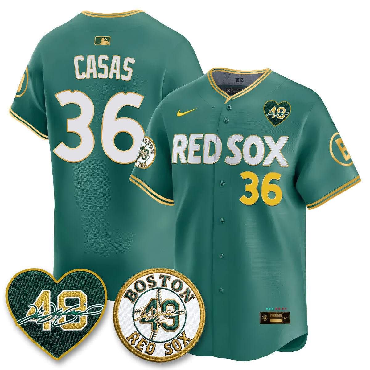 BOS Tim Wakefield Memorial Patch Vaper Premier Limited Gold Edition Jersey - Stitched