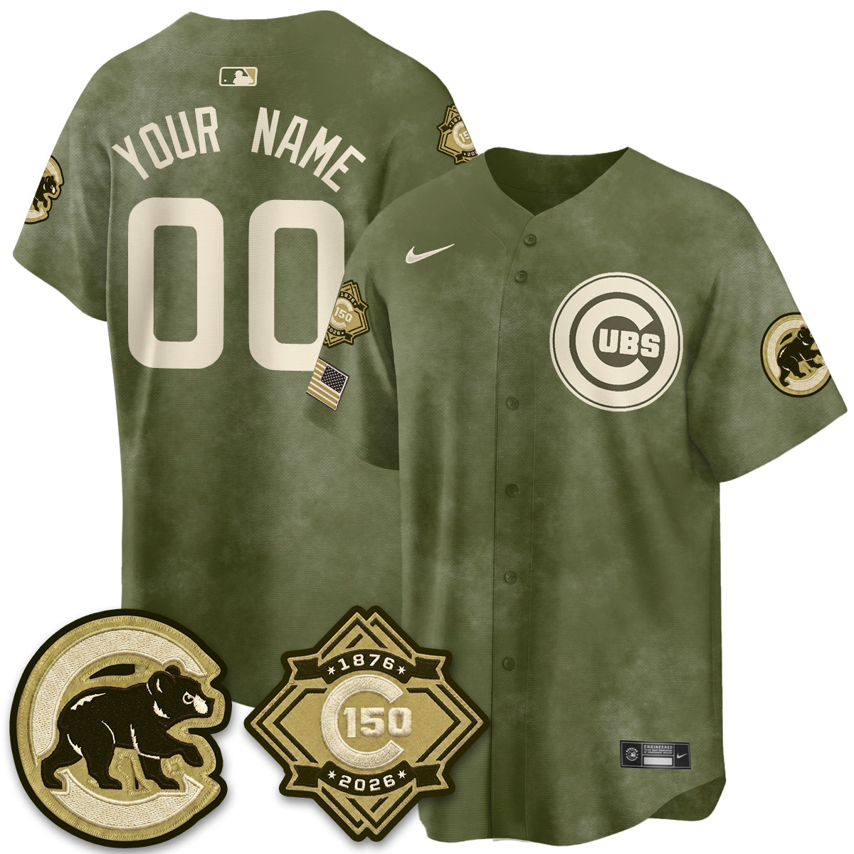 CHC New Era Olive 2026 Armed Forces Day Custom Jersey -All Stitched