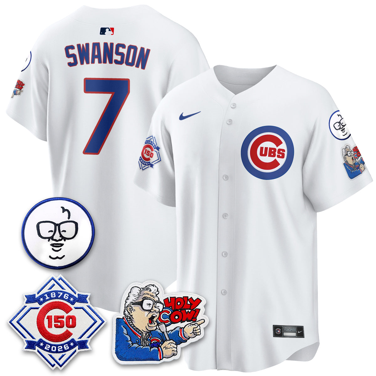 CHC 150th Anniversary Harry Caray Holy Cow Limited Blue Jersey - Stitched V2
