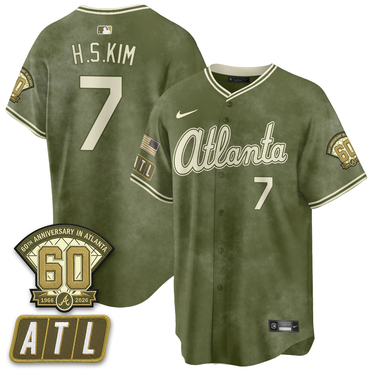 Atlanta Braves New Era Olive 2026 Armed Forces Day Vapor Limited Jersey - All Stitched