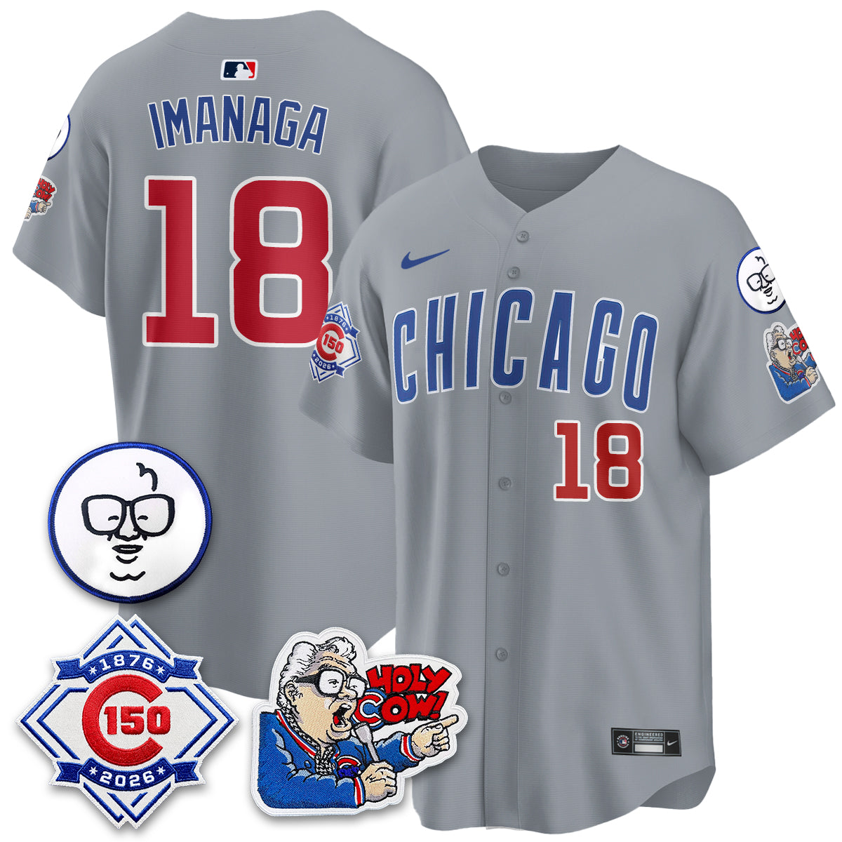 Chicago Cubs 150th Anniversary Harry Caray Holy Cow Vapor Premier Limited Jersey - All Stitched V2
