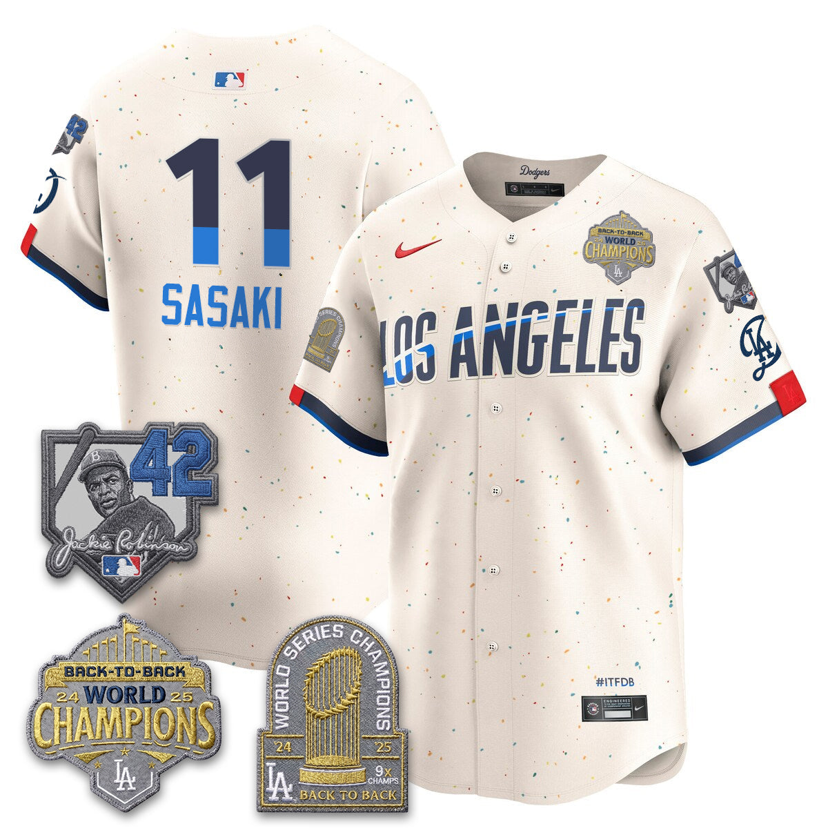Los Angeles Dodgers 2026 New Era Gold Collection Vapor Limited Jersey - B2B Champs - All Stitched