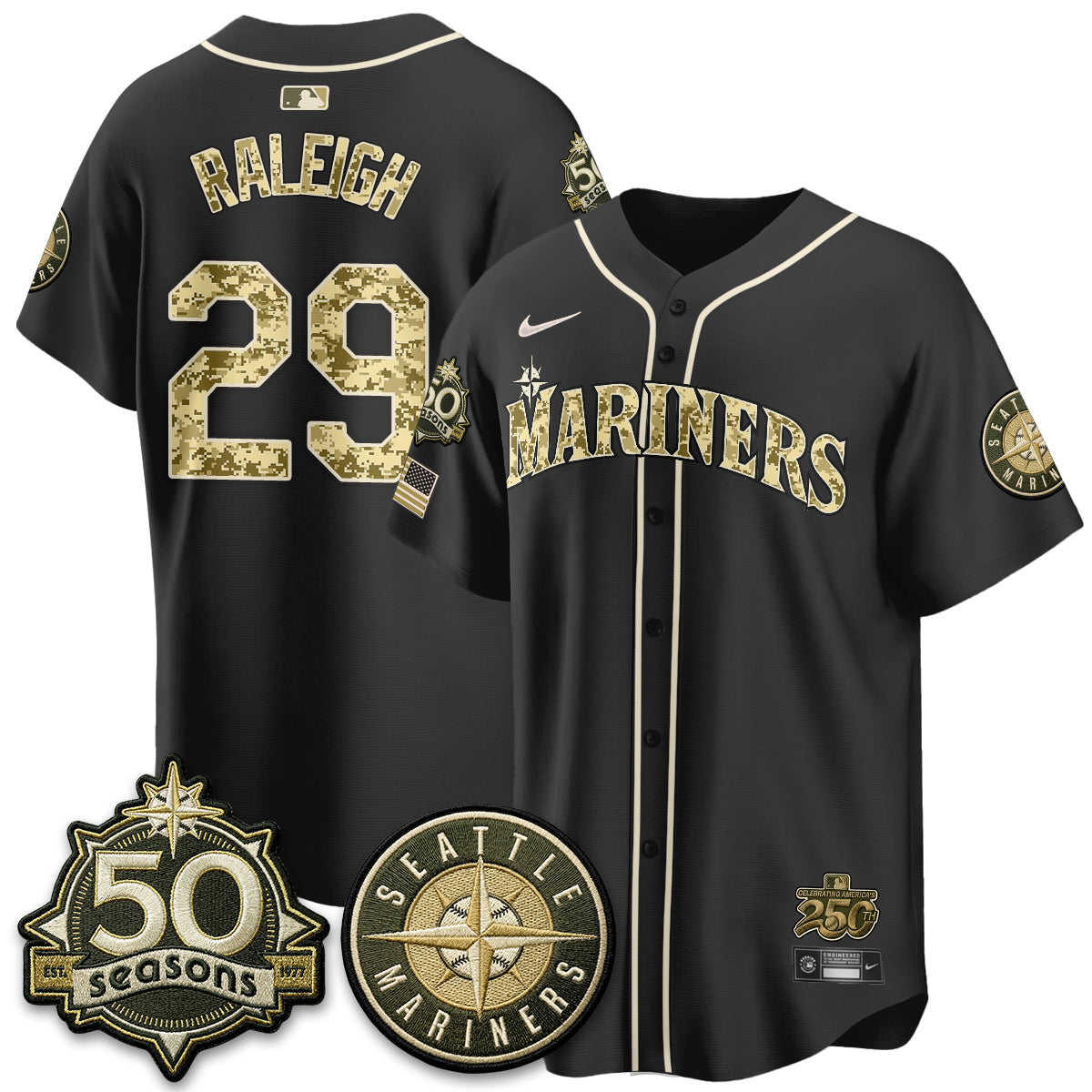Seattle Mariners 2026 Armed Forces Day Jersey V3 - All Stitched