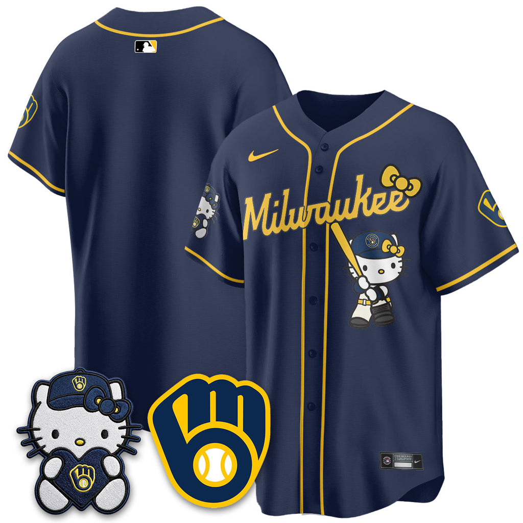 Milwaukee Brewers Meow KT Night Vapor Limited Jersey - All Stitched