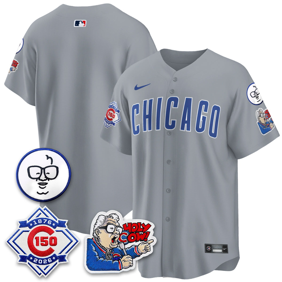 Chicago Cubs 150th Anniversary Harry Caray Holy Cow Vapor Premier Limited Jersey - All Stitched V2
