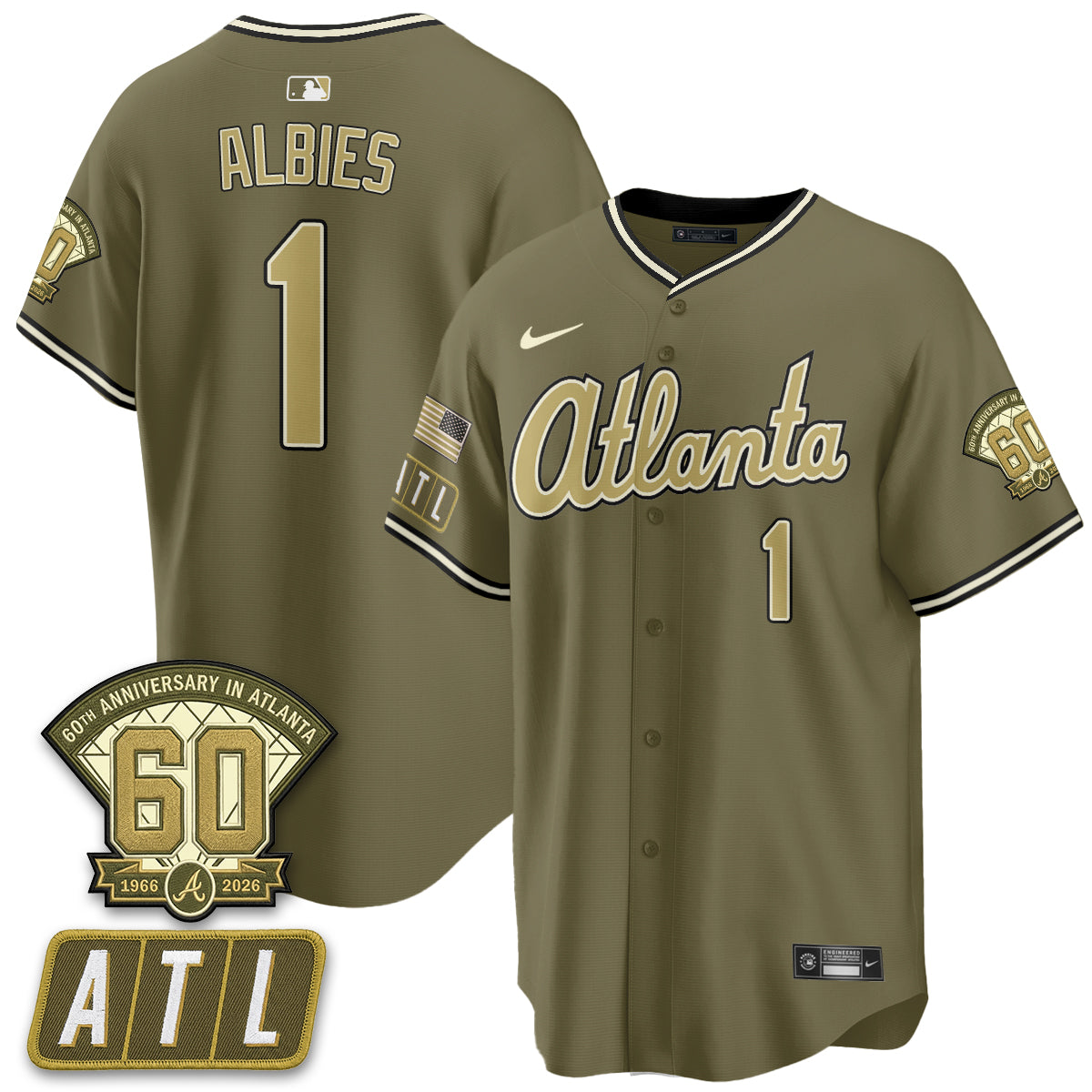 Atlanta Braves New Era Olive 2026 Armed Forces Day Vapor Limited Jersey - All Stitched