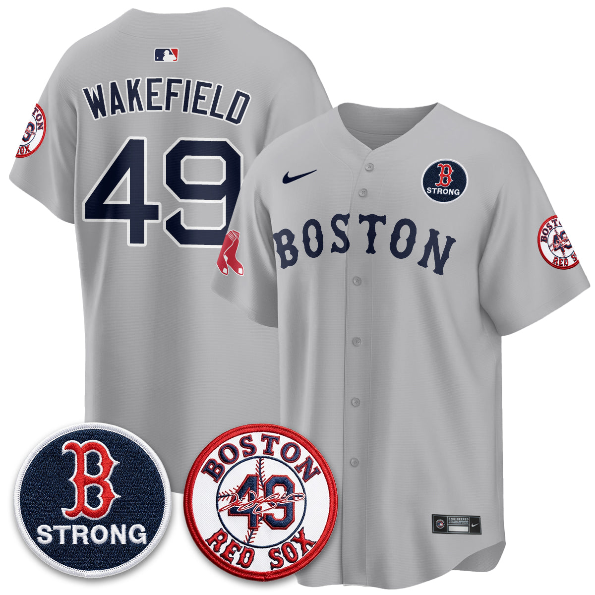 Boston Red Sox Tim Wakefield Memorial Patch Vaper Premier Limited Jersey - All Stitched V2