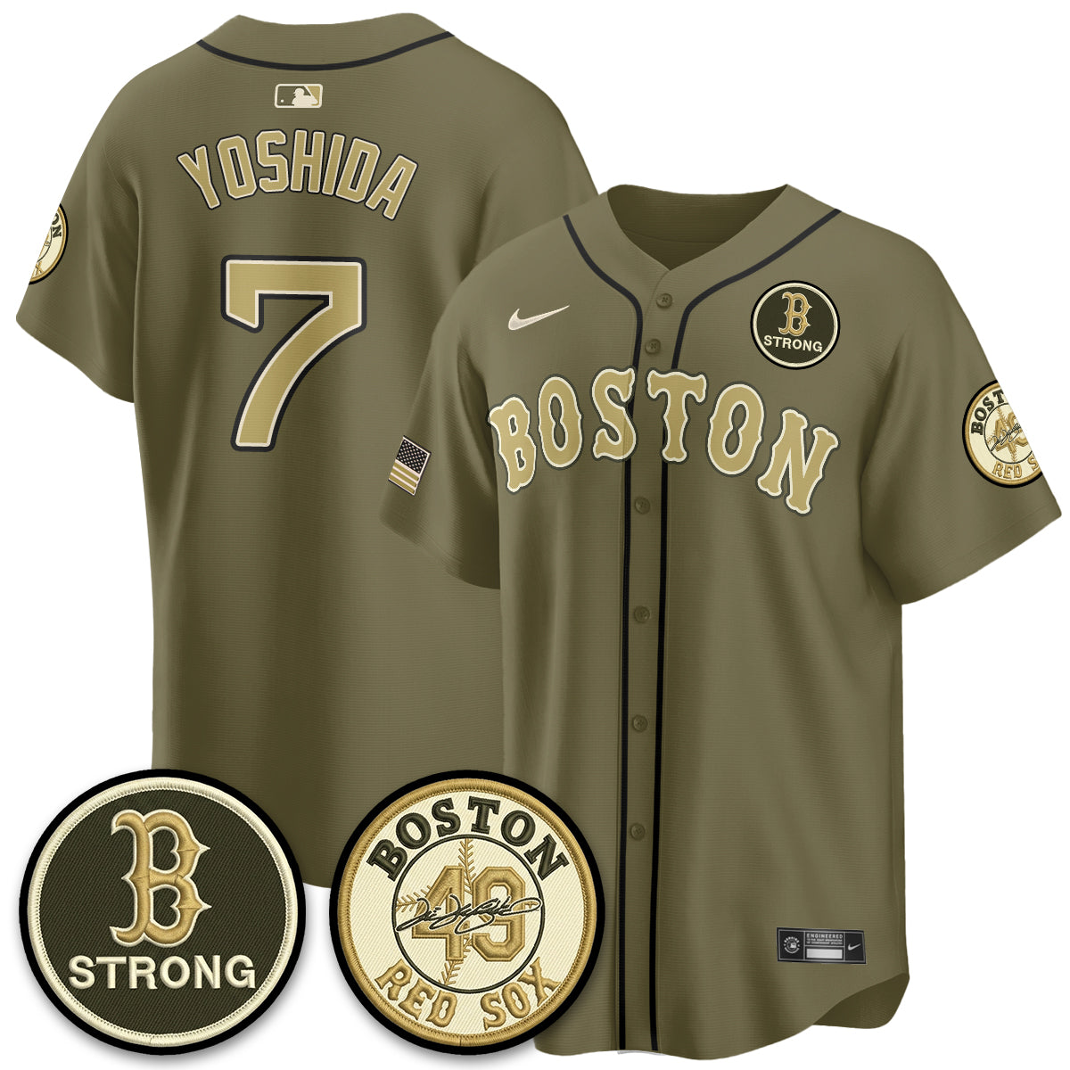 Boston Red Sox New Era Olive 2026 Armed Forces Day Jersey - All Stitched