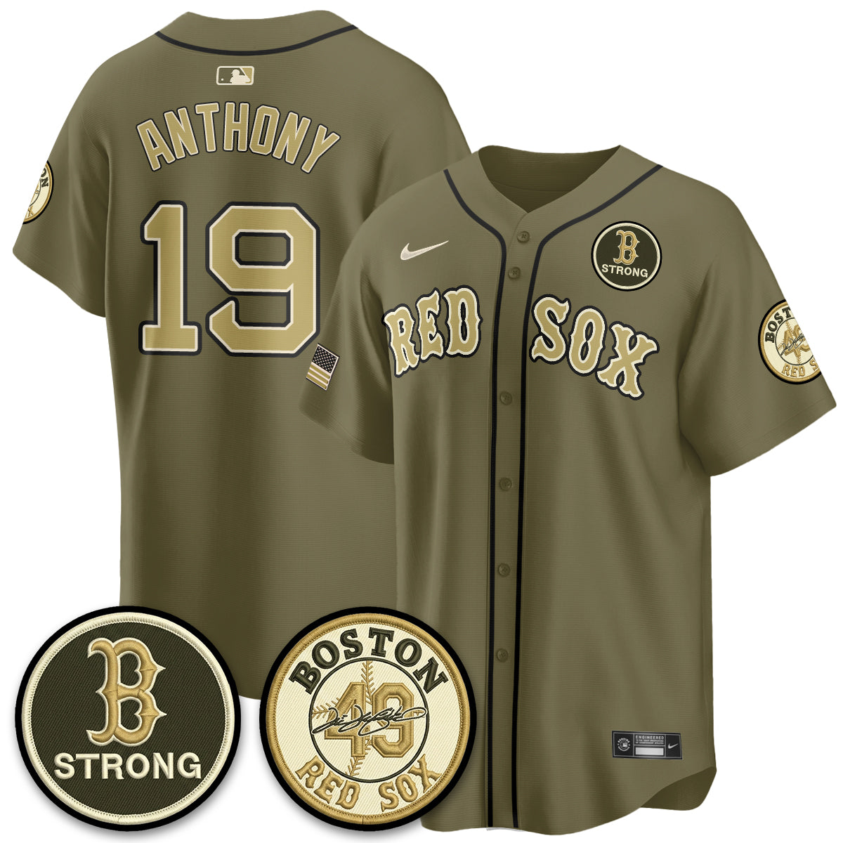 Boston Red Sox New Era Olive 2026 Armed Forces Day Jersey - All Stitched