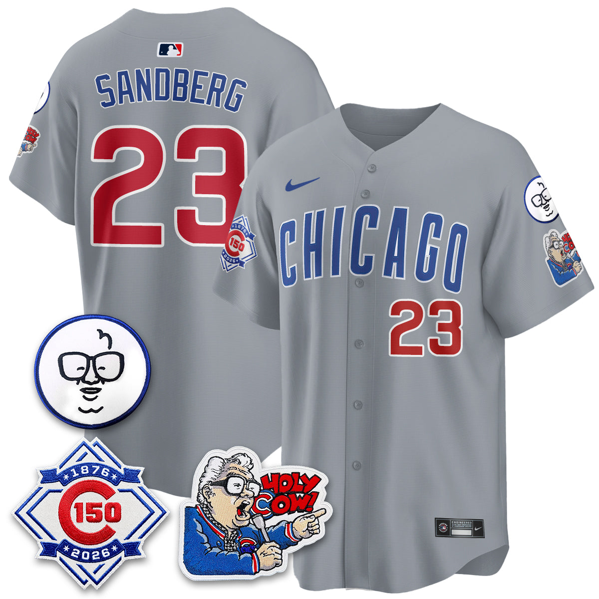 Chicago Cubs 150th Anniversary Harry Caray Holy Cow Vapor Premier Limited Jersey - All Stitched V2