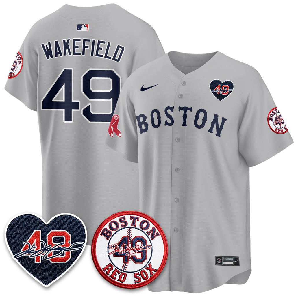 Boston Red Sox Tim Wakefield Memorial Patch Vaper Premier Limited Jersey - All Stitched