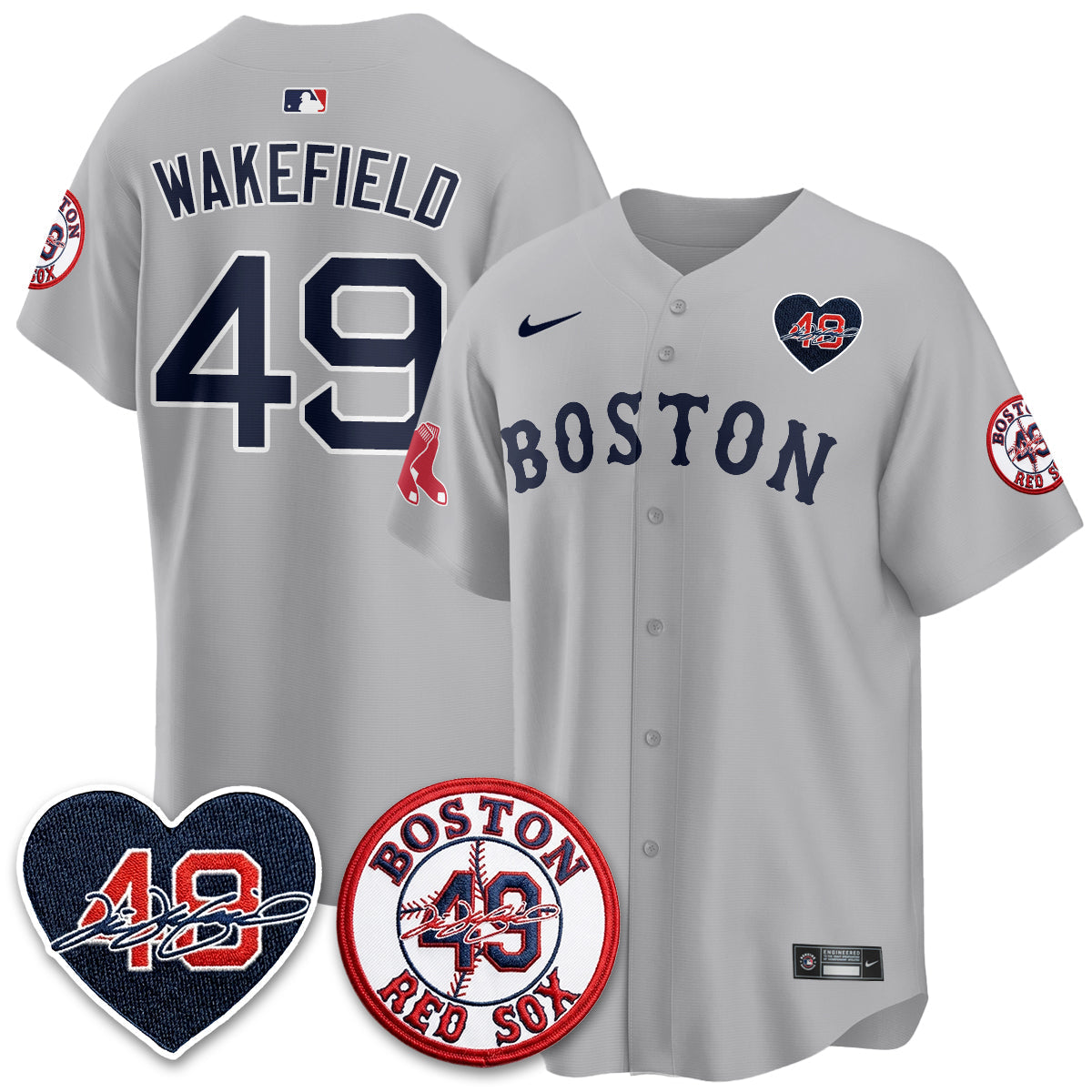 Boston Red Sox Tim Wakefield Memorial Patch Vaper Premier Limited Jersey - All Stitched