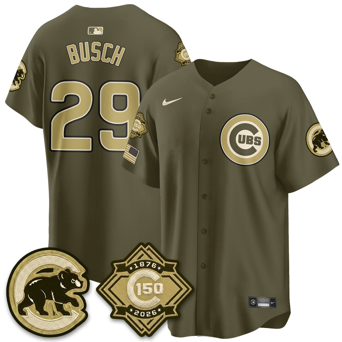 Chicago Cubs New Era Olive 2026 Armed Forces Day Jersey -All Stitched