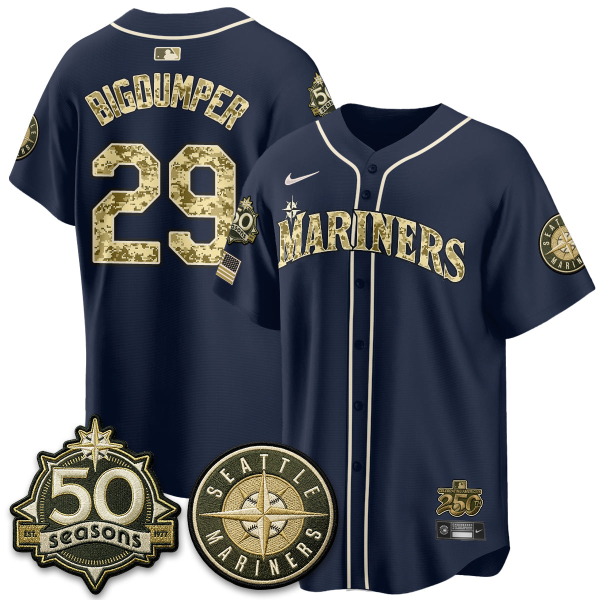 Seattle Mariners 2026 Armed Forces Day Jersey V3 - All Stitched