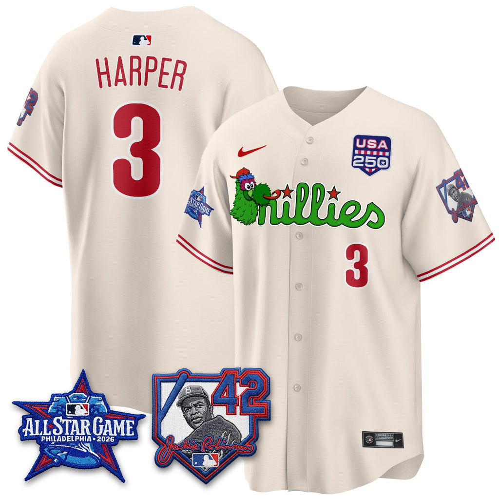 Philadelphia Phillies Phanatic 2026 New Era & 250th USA Vapor Limited Jersey - All Star Game - All Stitched