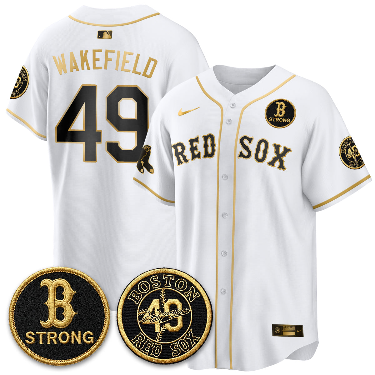 Boston Red Sox Tim Wakefield Memorial Patch Vaper Premier Limited Jersey - All Stitched V2