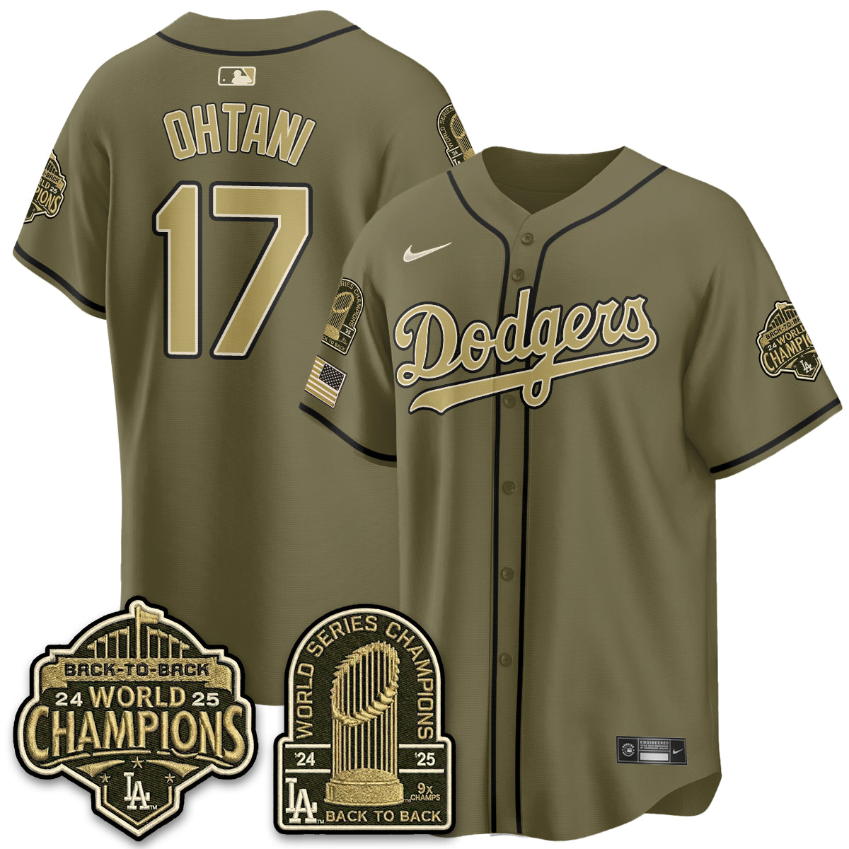 Los Angeles Dodgers New Era Olive 2026 Armed Forces Day Jersey -All Stitched