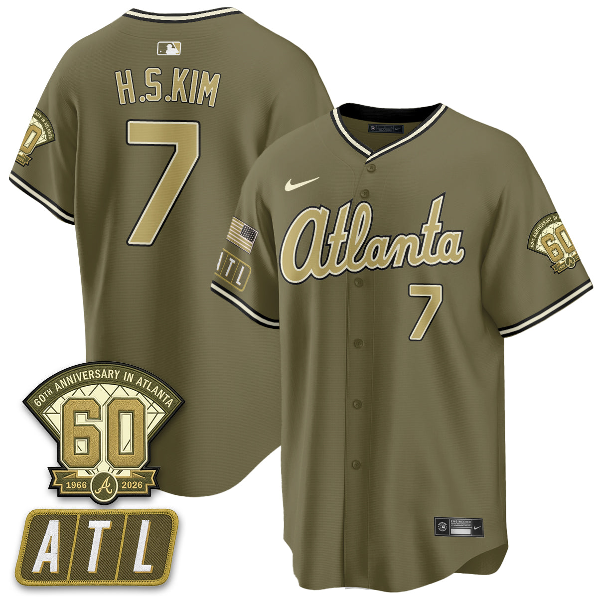 Atlanta Braves New Era Olive 2026 Armed Forces Day Vapor Limited Jersey - All Stitched
