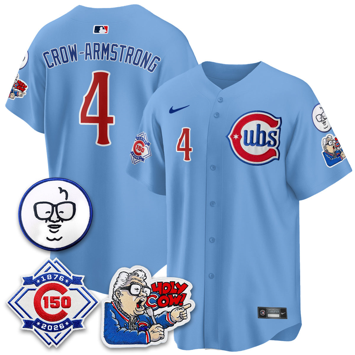 Chicago Cubs 150th Anniversary Harry Caray Holy Cow Vapor Premier Limited Jersey - All Stitched V2