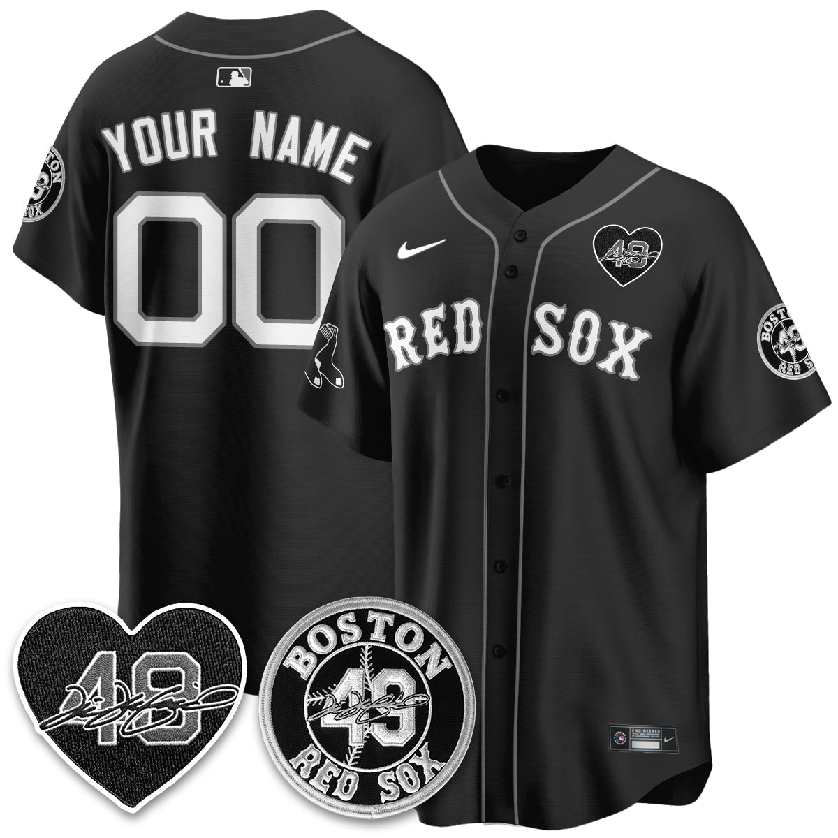 BOS Tim Wakefield Memorial Patch Vaper Premier Limited Custom Jersey - All Stitched