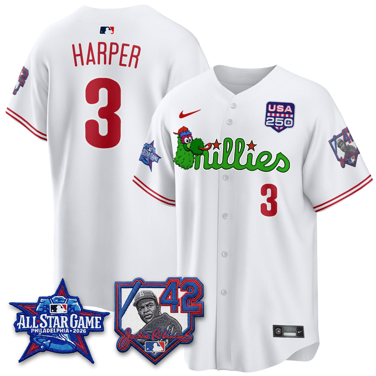 Philadelphia Phillies Phanatic 2026 New Era & 250th USA Vapor Limited Jersey - All Star Game - All Stitched