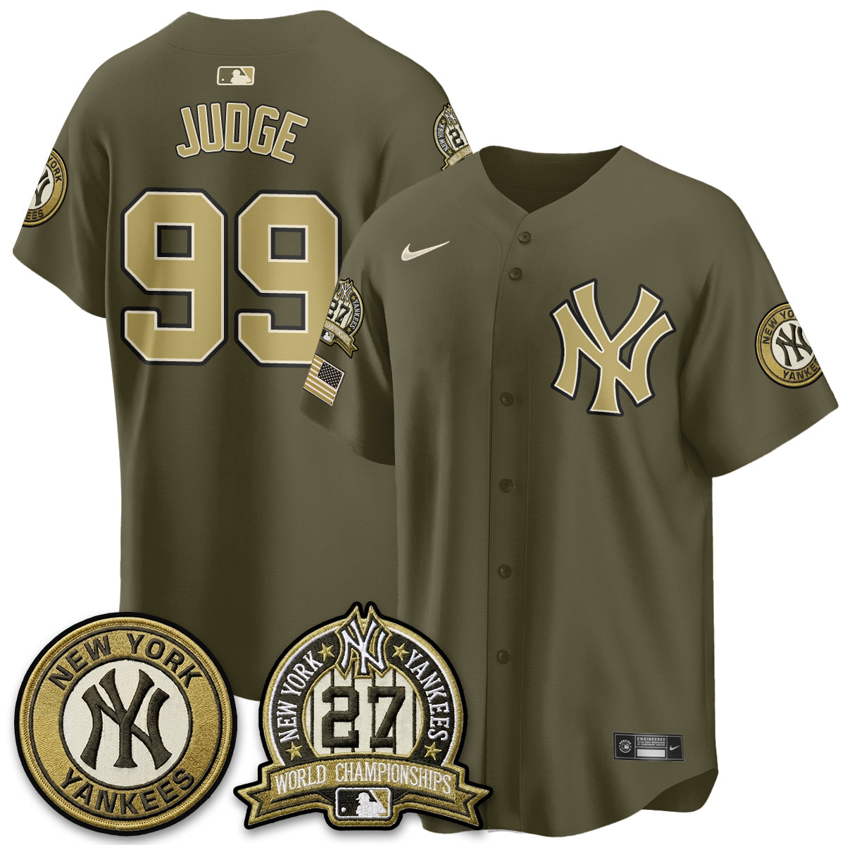 New York Yankees New Era Olive 2026 Armed Forces Day Jersey -All Stitched