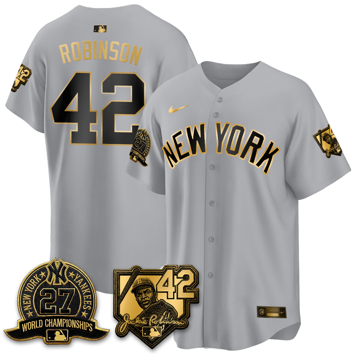 New York Yankees 2026 Jackie Robinson Day Vapor Limited Gold Edition Jersey - All Stitched