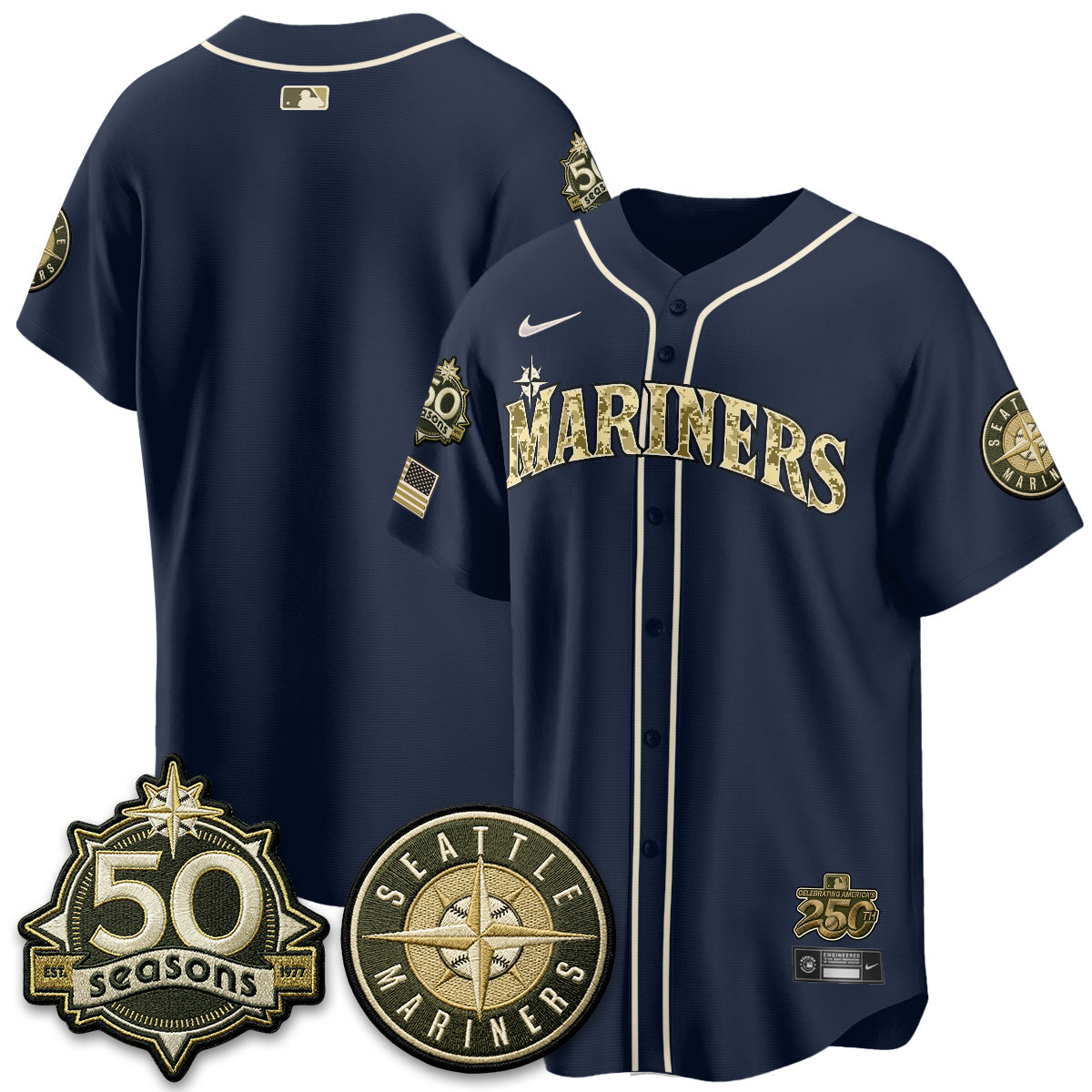 Seattle Mariners 2026 Armed Forces Day Jersey V3 - All Stitched