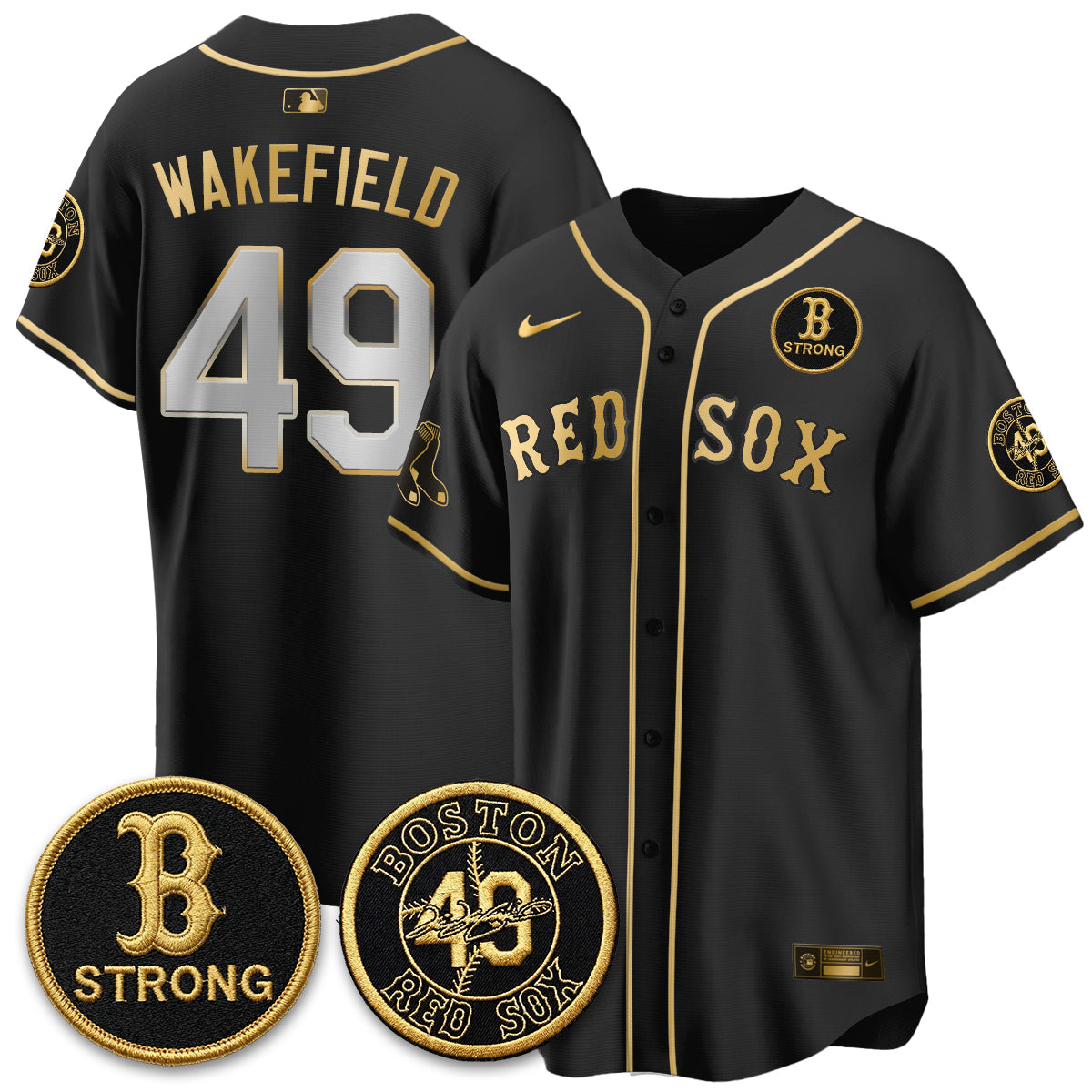 Boston Red Sox Tim Wakefield Memorial Patch Vaper Premier Limited Jersey - All Stitched V2