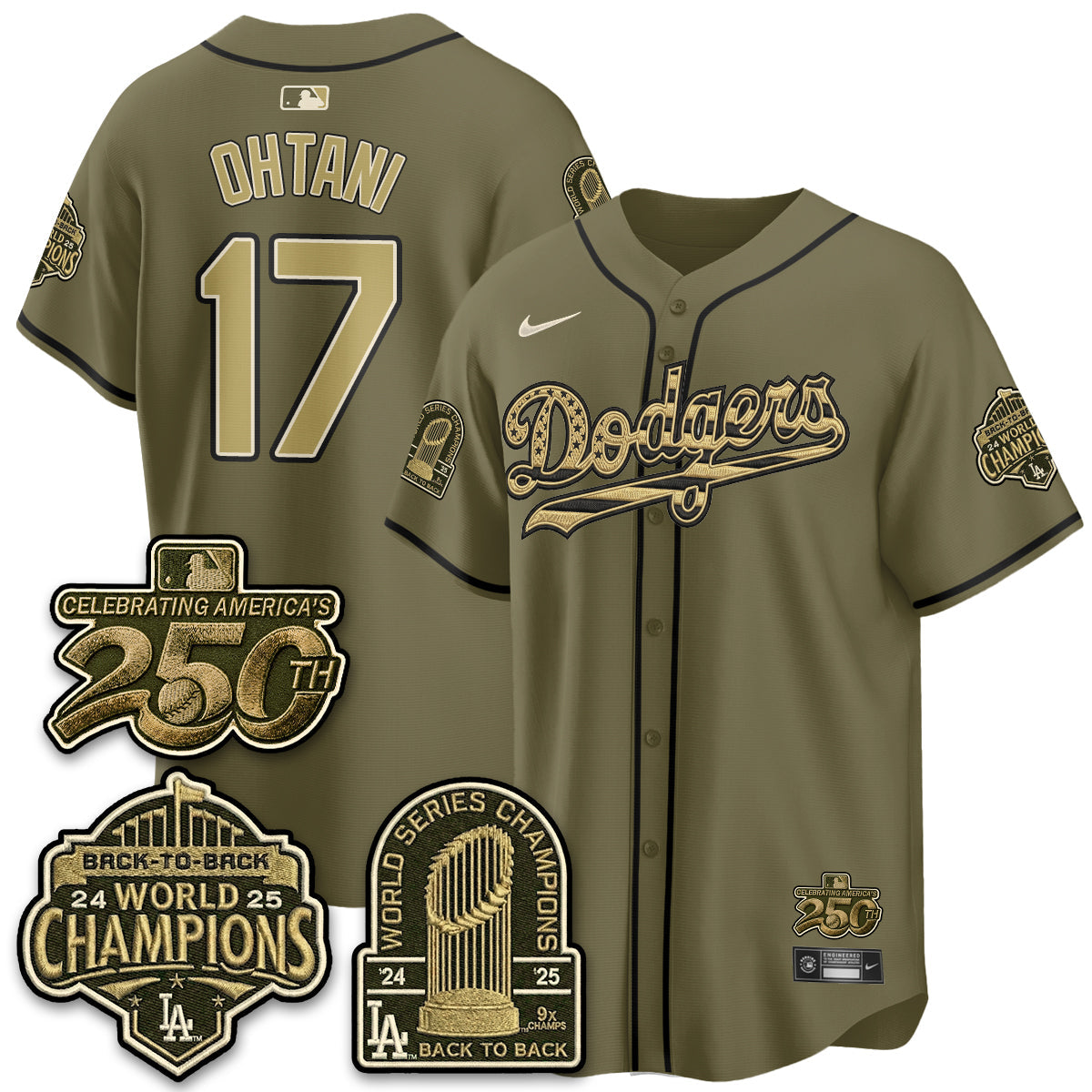 Los Angeles Dodgers New Era Olive 2026 Armed Forces Day Jersey -All Stitched V2
