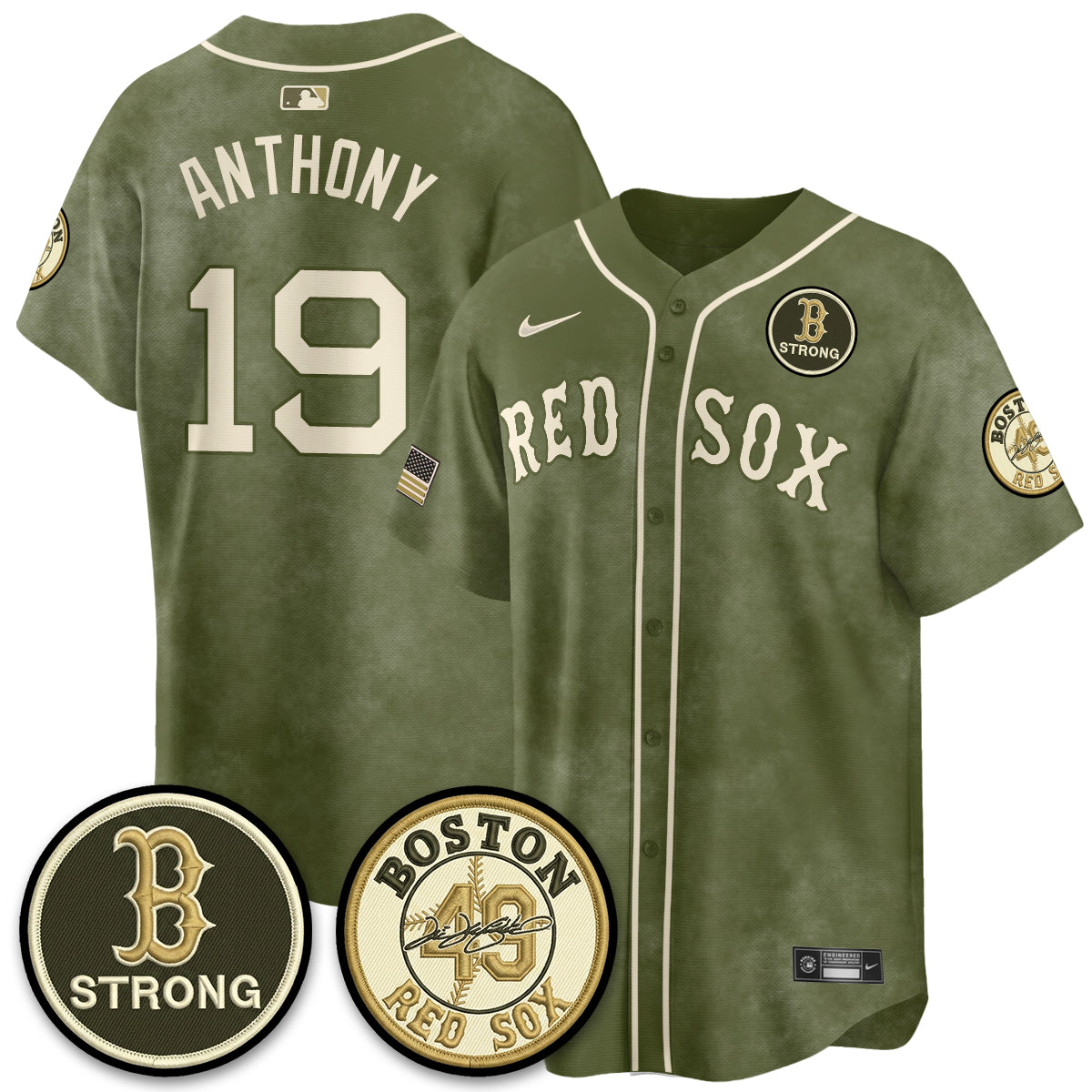 Boston Red Sox New Era Olive 2026 Armed Forces Day Jersey - All Stitched