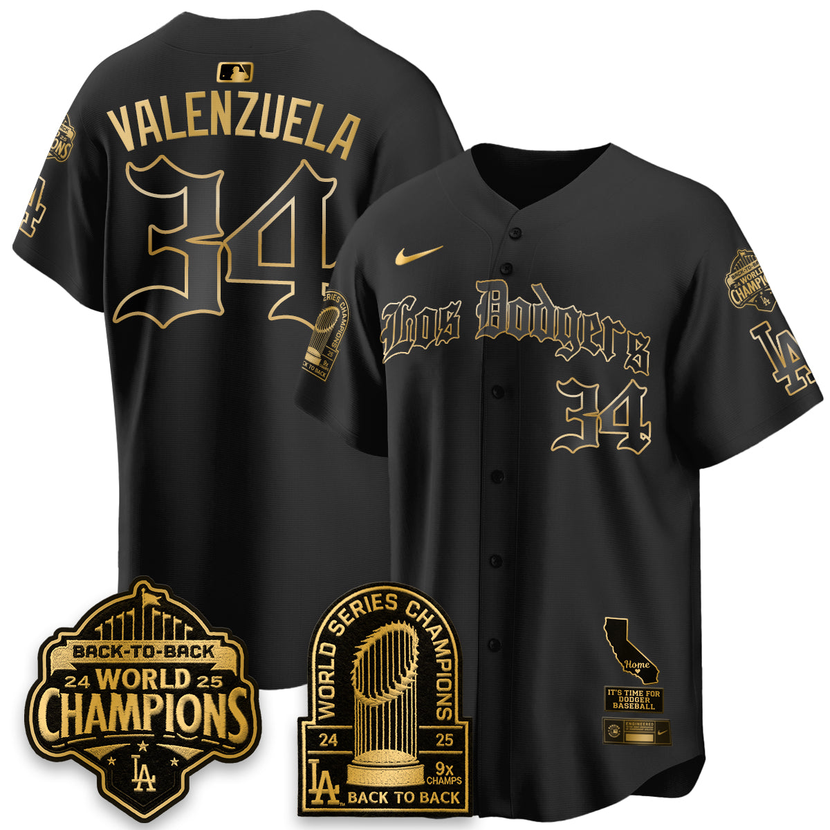 Los Angeles Dodgers World Series Champions Vapor Premier Limited Gothic Edition Jersey - All Stitched