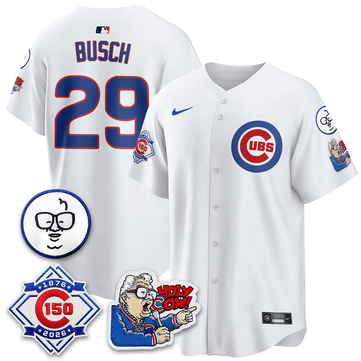 CHC 150th Anniversary Harry Caray Holy Cow Limited Navy Jersey - Stitched V2