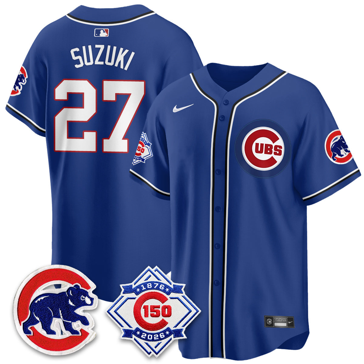 Chicago Cubs 150th Anniversary Black Out Style Vapor Premier Limited Jersey - All Stitched
