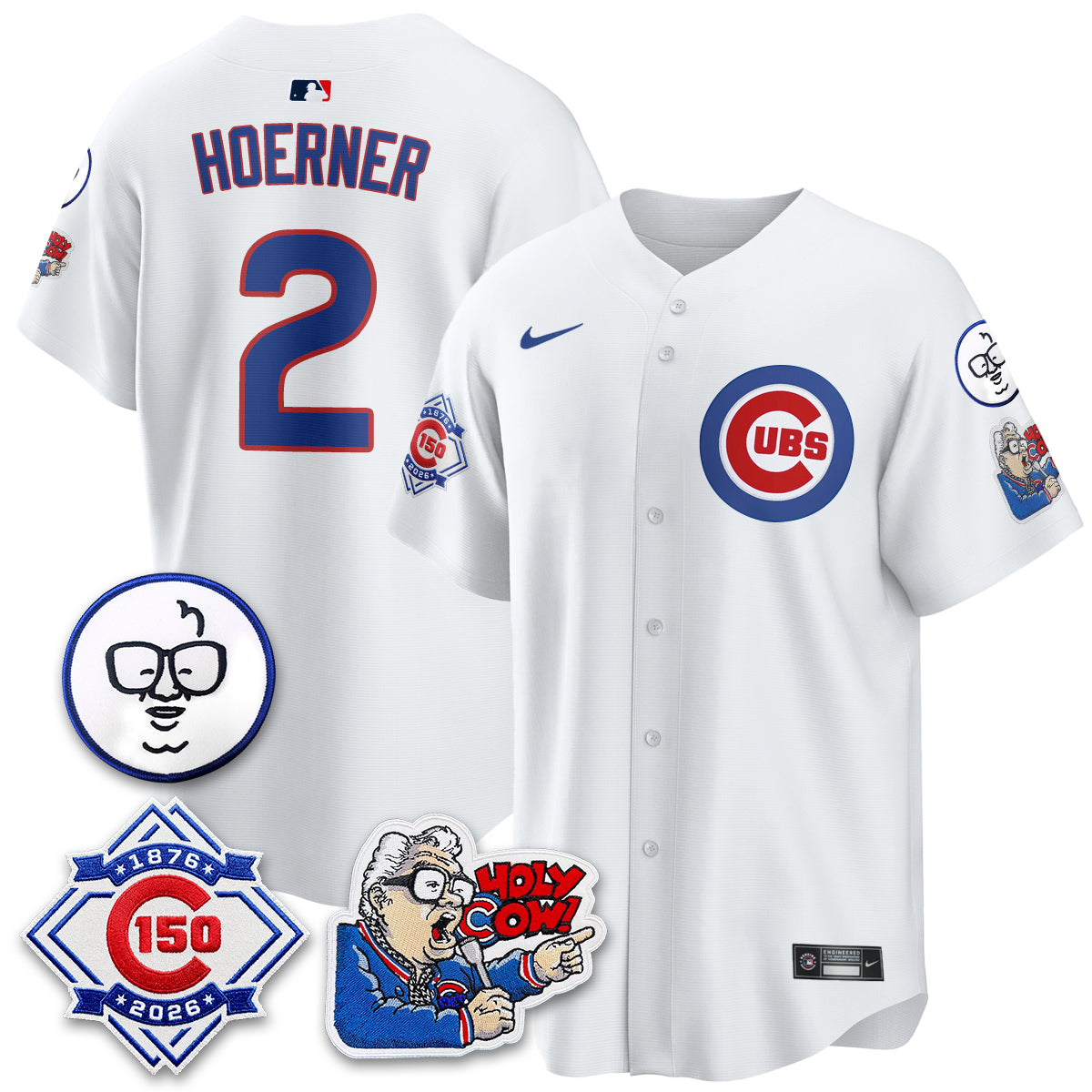 CHC 150th Anniversary Harry Caray Holy Cow Limited Navy Jersey - Stitched V2