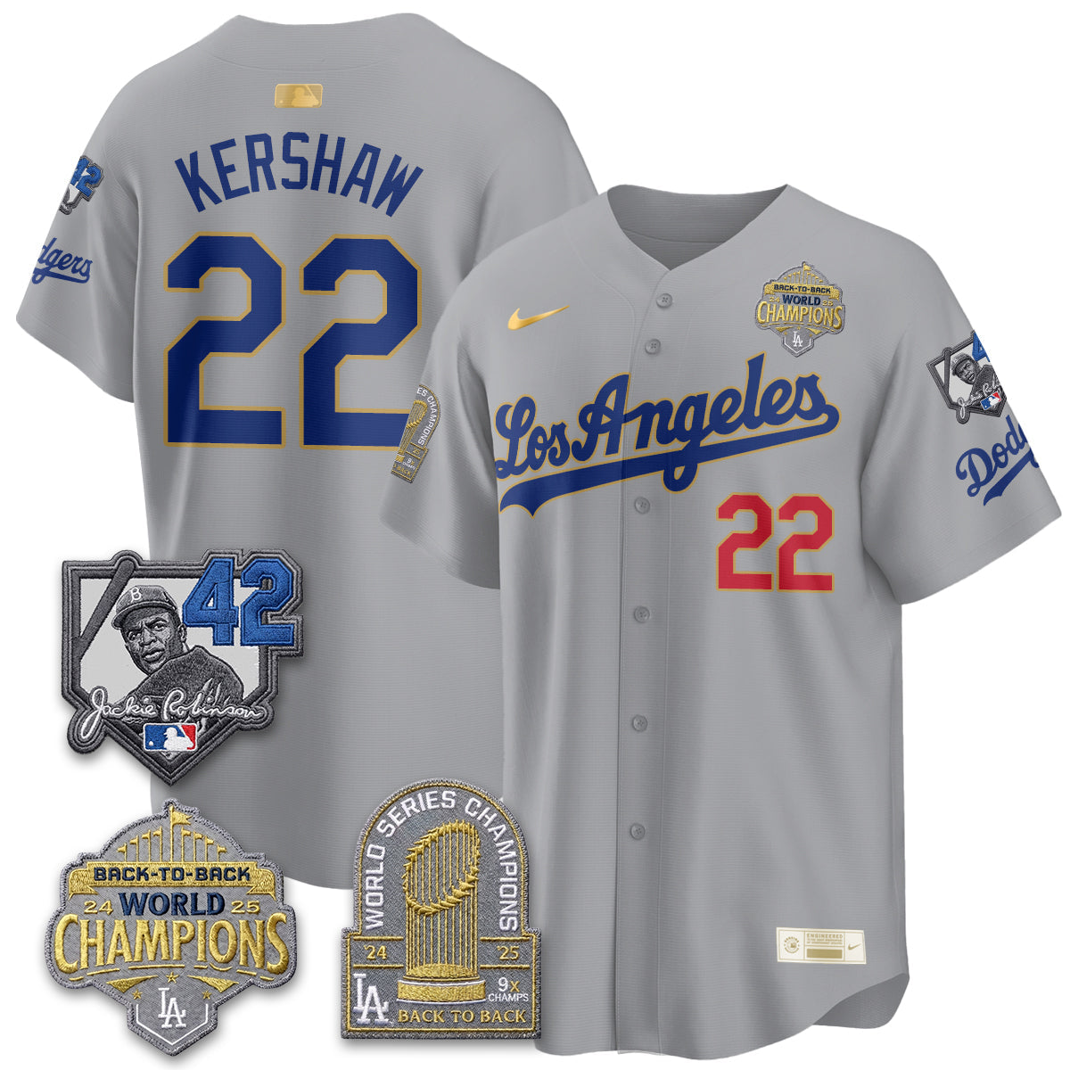 Los Angeles Dodgers 2026 New Era Gold Collection Vapor Limited Jersey - B2B Champs - All Stitched
