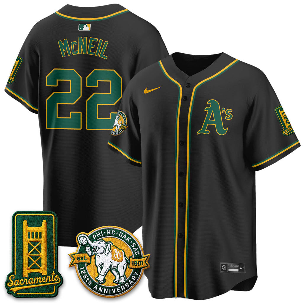Oakland Athletics 2026 Black Out Style - Celebrating 125 Years -  Limited Vapor Jersey - All Stitched