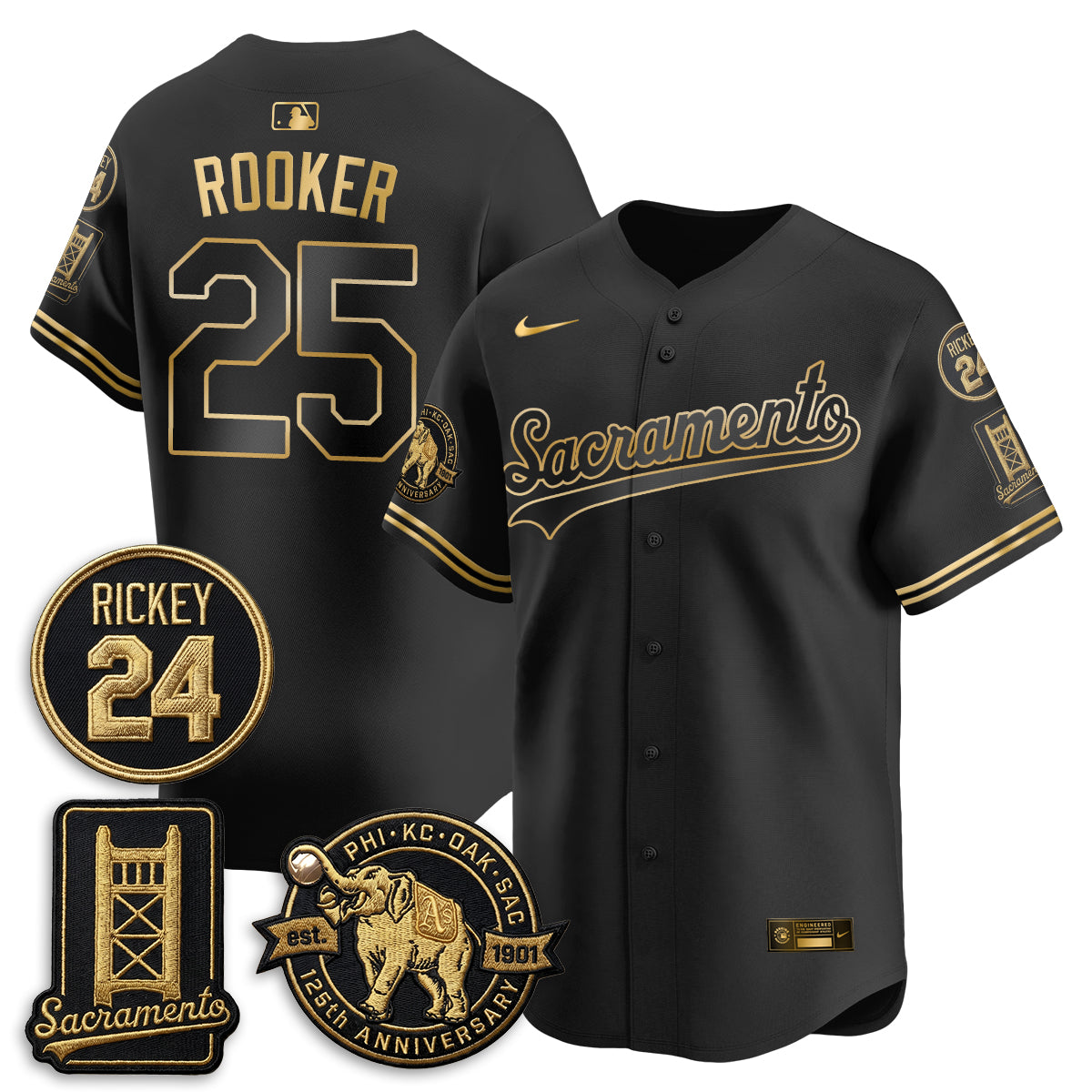 Oakland Athletics 2026 Alternate Sacramento 125 Years Limited Vapor Gold Edition Jersey - All Stitched